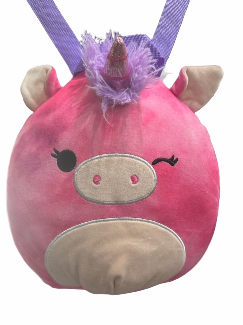 Squishmallows Lola the Unicorn 10” Plush Backpack – Pink Tie Dye (EUC)